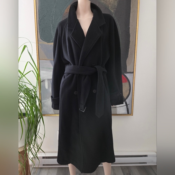 Double-breasted Belted Wool Trench Coat - Picture 1 of 14